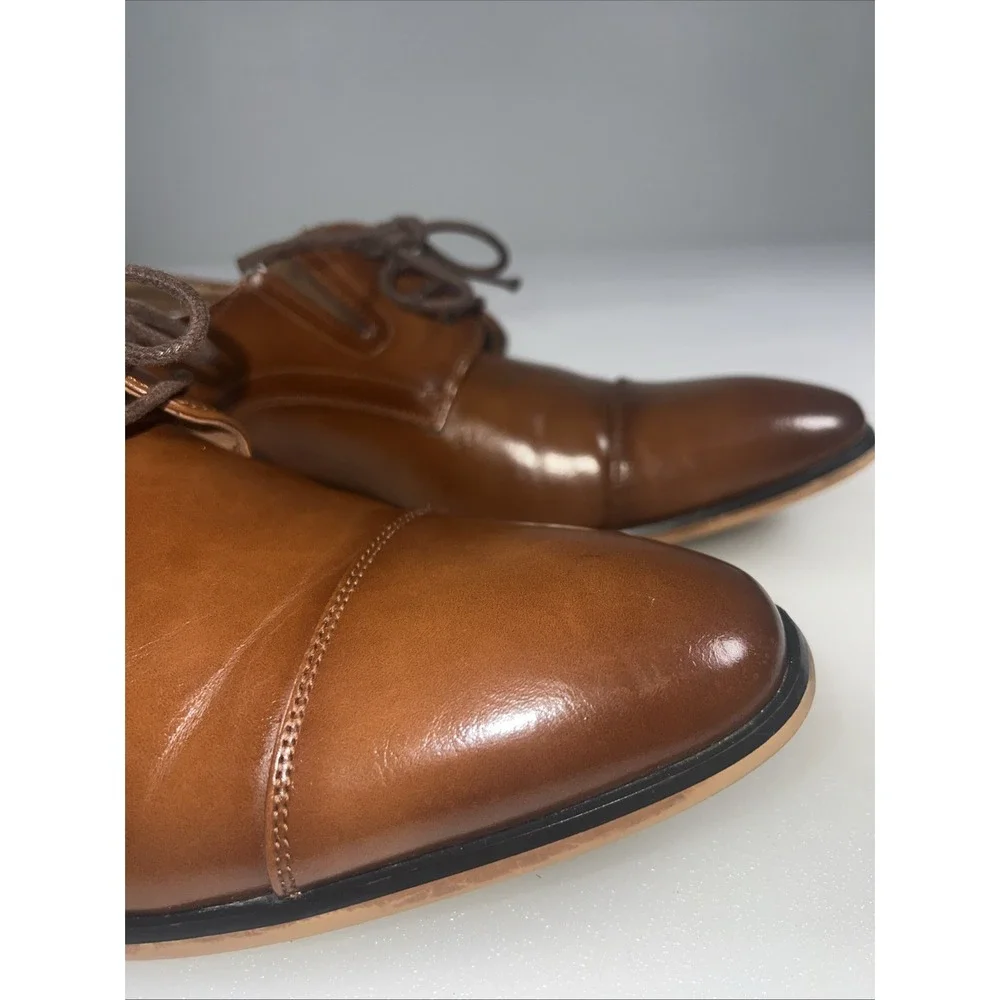 Guess GMSULAI-R Men's 8.5 Cognac Cap Toe Oxford Dress Shoes Brown Lace Up Excell